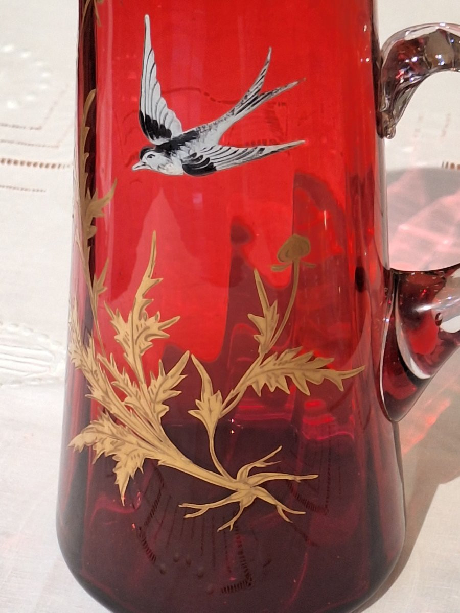 Pichet En Verre émaillé Art Nouveau -photo-2