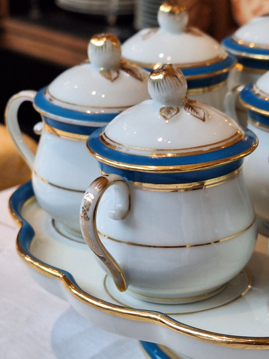9 Paris Porcelain Juice Or Cream Pots On A Stand -photo-3