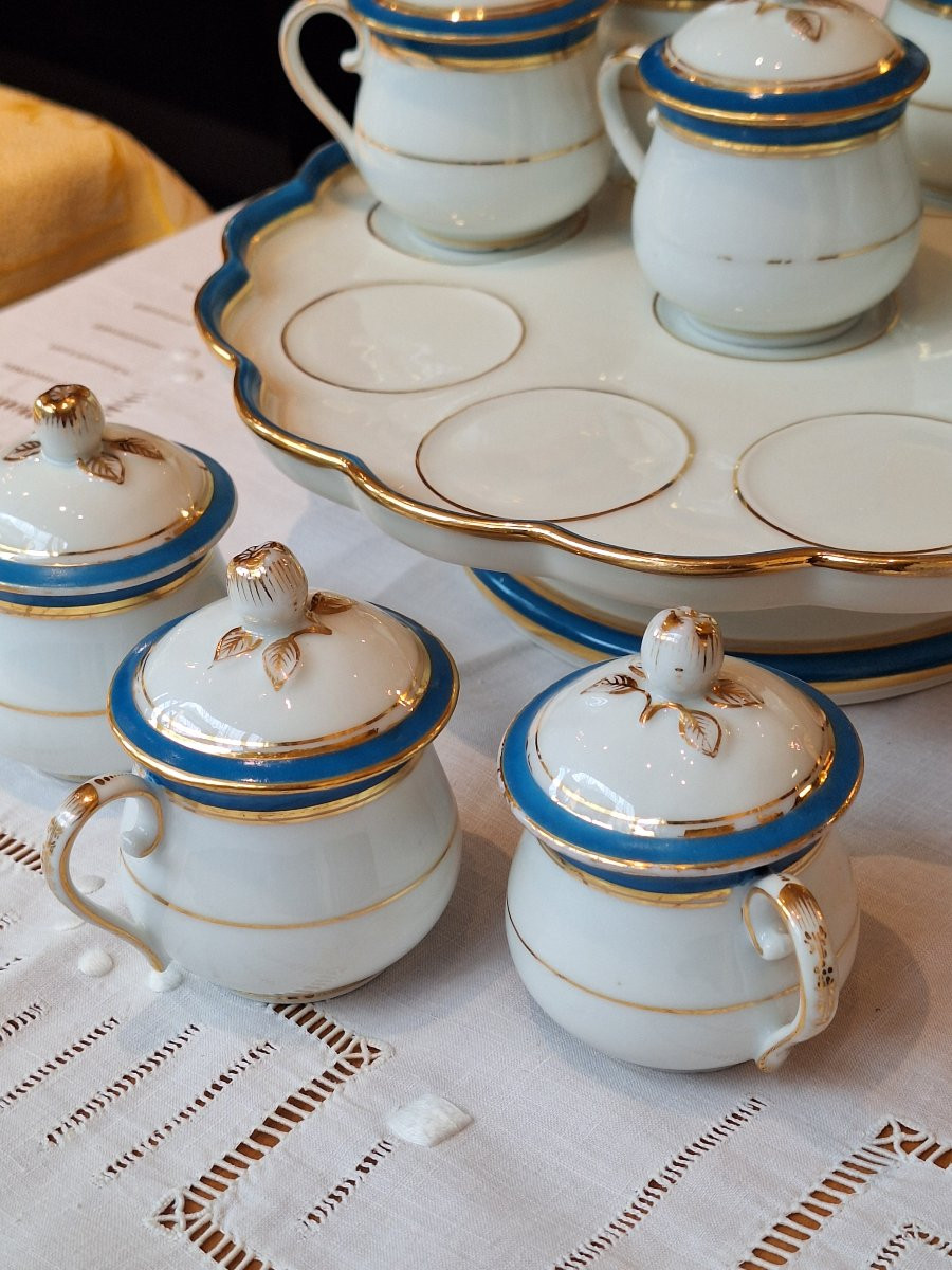 9 Paris Porcelain Juice Or Cream Pots On A Stand -photo-4
