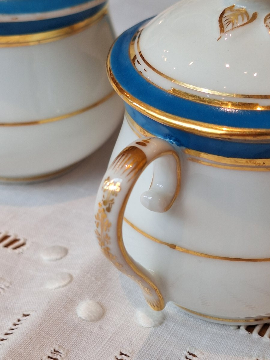 9 Paris Porcelain Juice Or Cream Pots On A Stand -photo-2