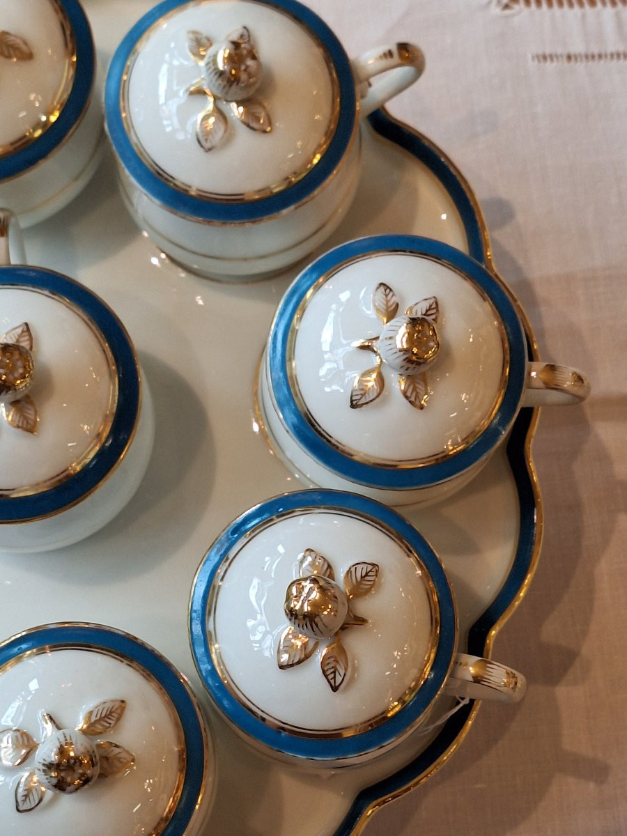 9 Paris Porcelain Juice Or Cream Pots On A Stand -photo-3
