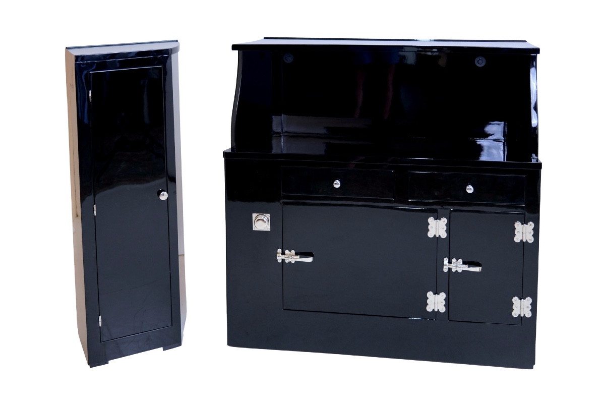 Two-piece Art Deco Bar, France, Circa 1930, In Glossy Black Lacquer-photo-4