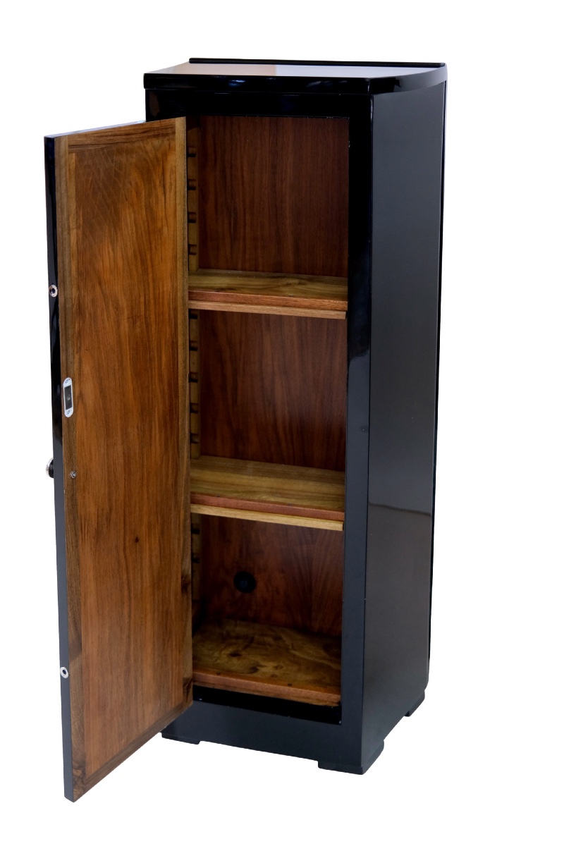 Two-piece Art Deco Bar, France, Circa 1930, In Glossy Black Lacquer-photo-3