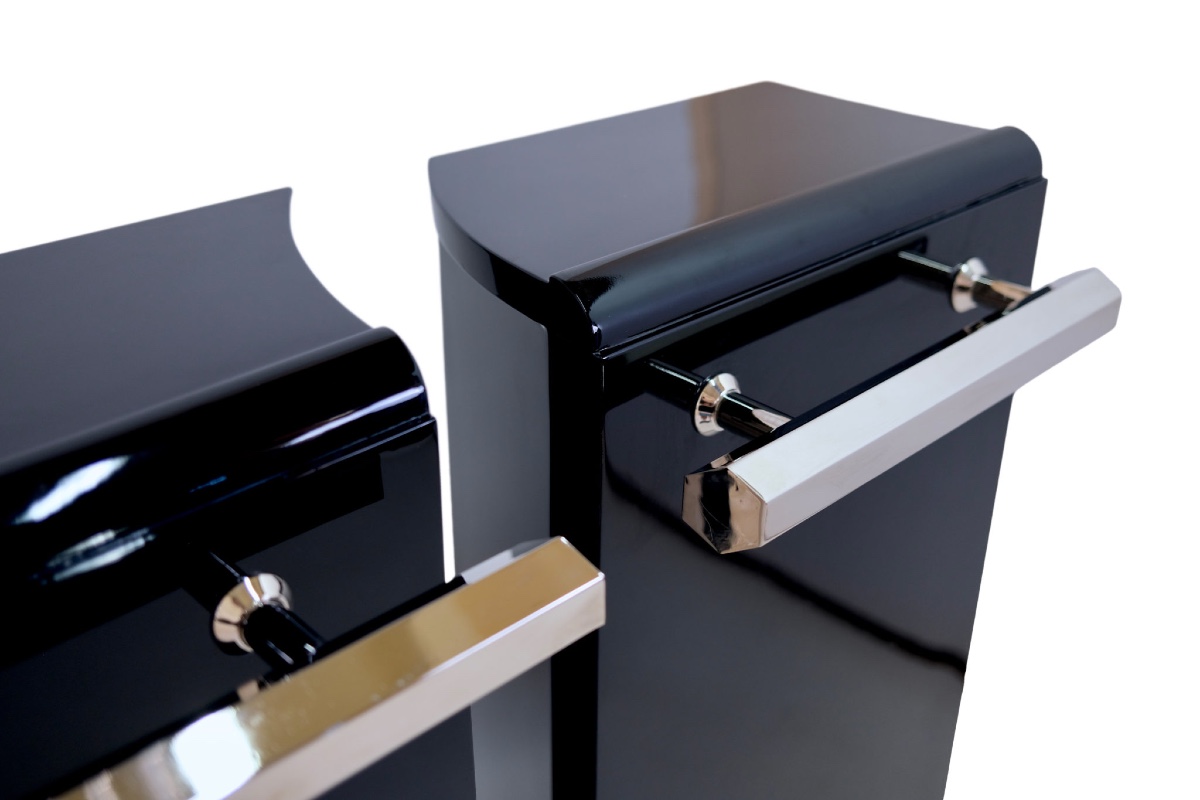 Two-piece Art Deco Bar, France, Circa 1930, In Glossy Black Lacquer-photo-5