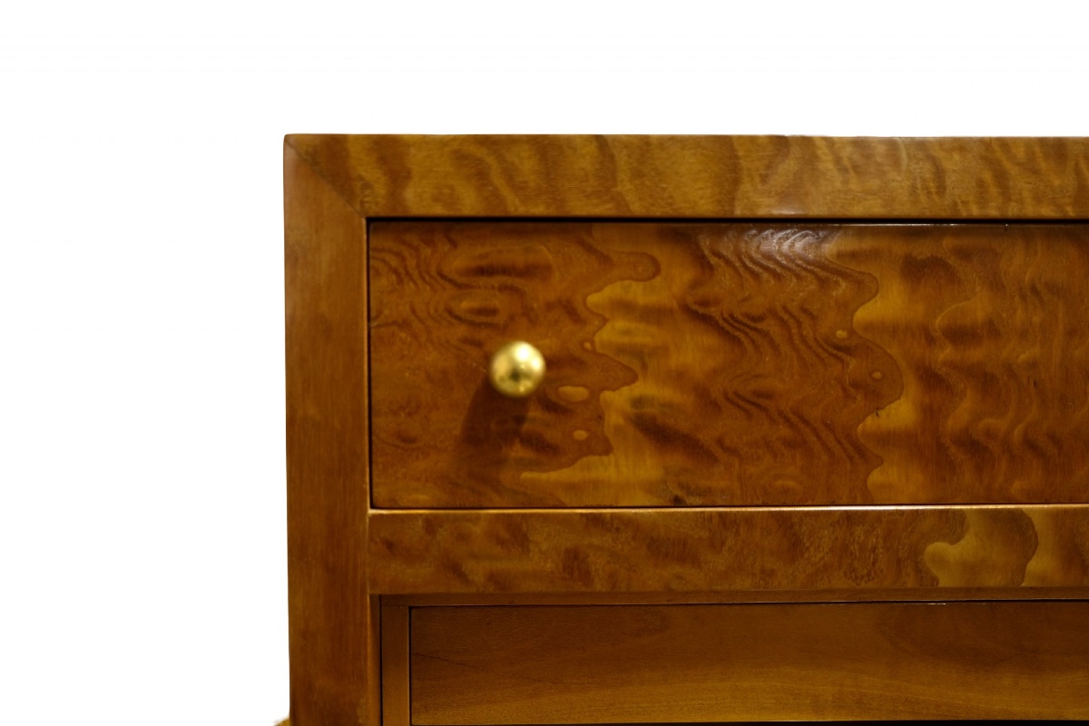 Very Elegant Bar Cabinet, In Light Wood With Gold Trim-photo-4