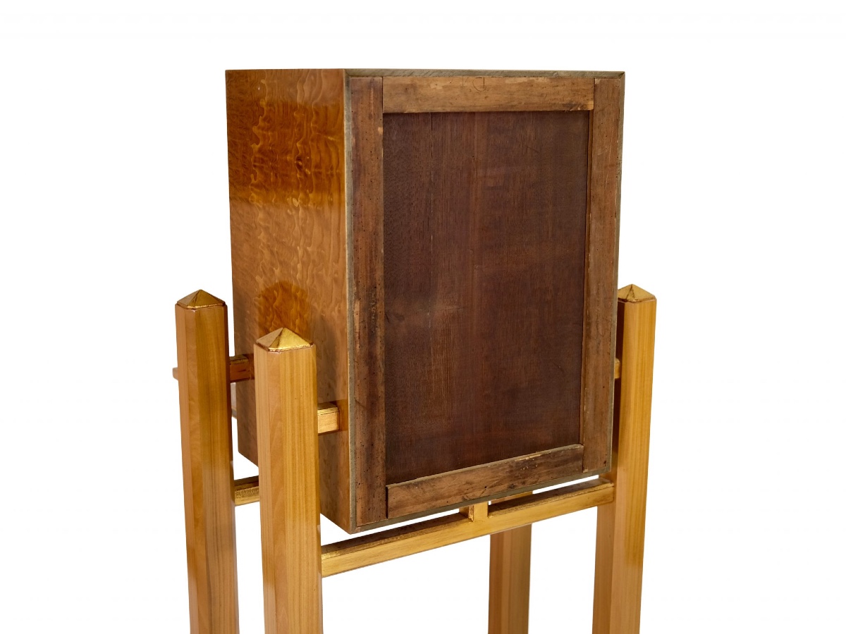 Very Elegant Bar Cabinet, In Light Wood With Gold Trim-photo-5