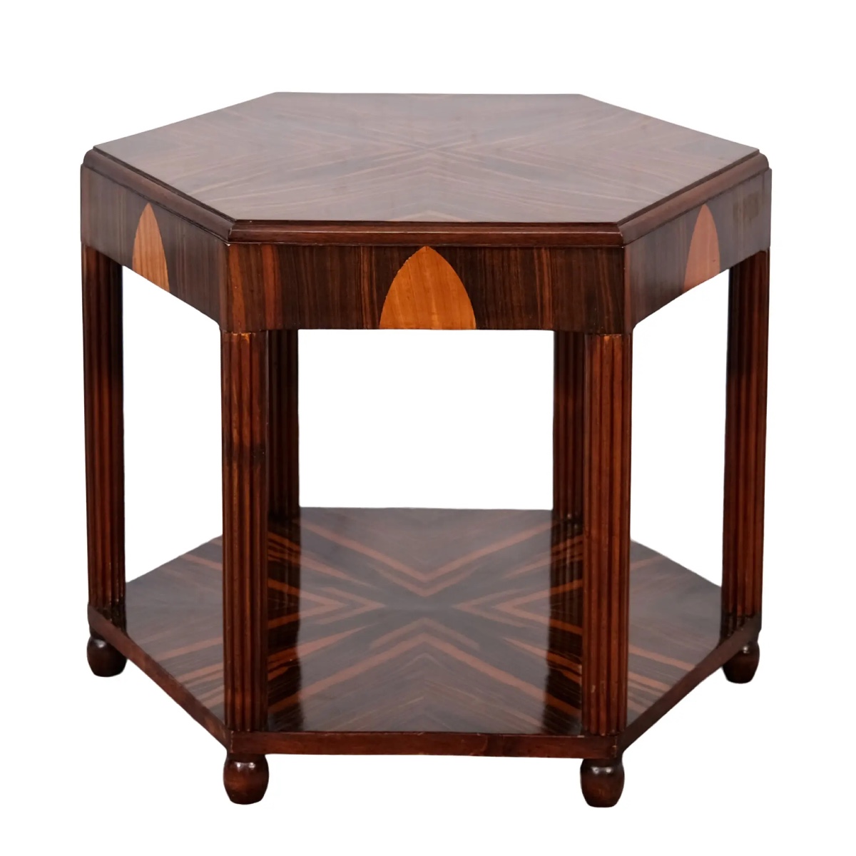 Table d'appoint hexagonale Art Déco à Makassar
