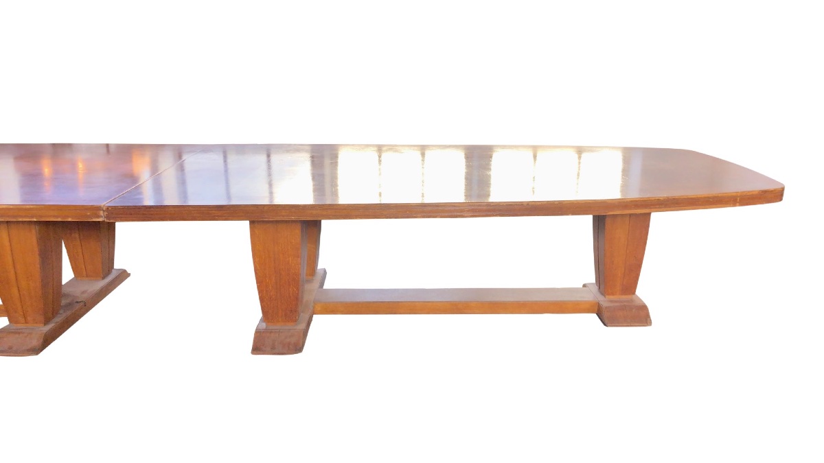 Unrestored Six-meter Long Art Deco Oak Conference Table-photo-4