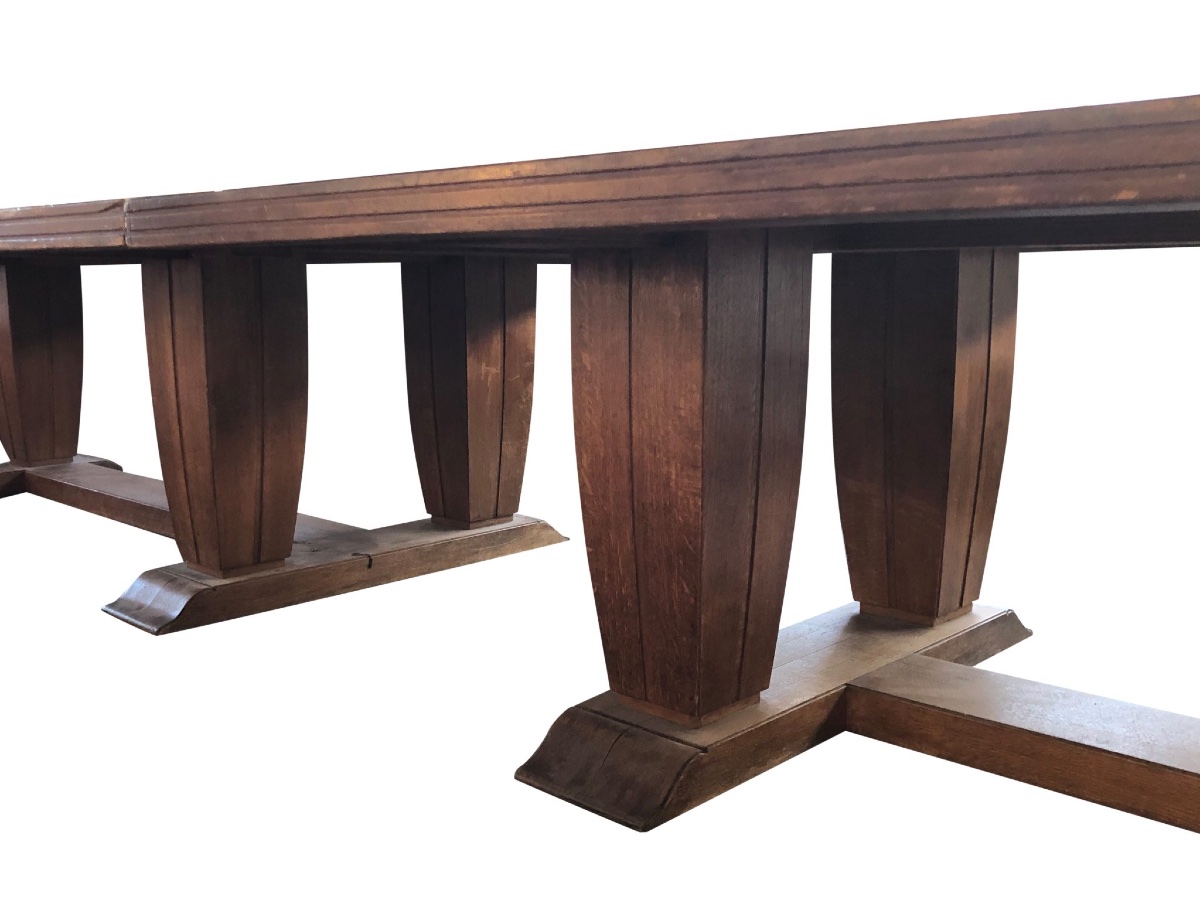 Unrestored Six-meter Long Art Deco Oak Conference Table-photo-2