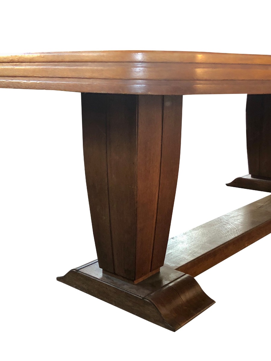 Unrestored Six-meter Long Art Deco Oak Conference Table-photo-6