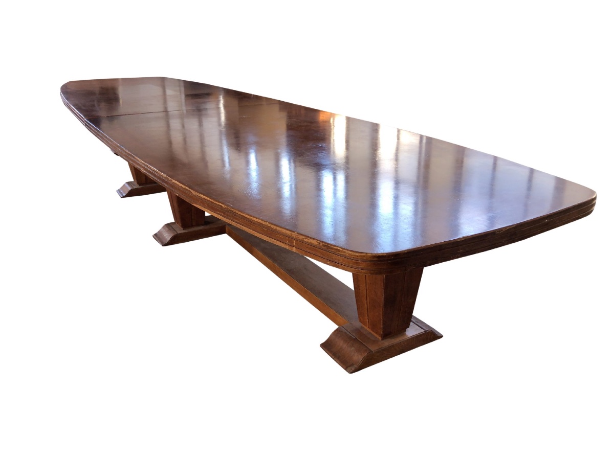 Unrestored Six-meter Long Art Deco Oak Conference Table