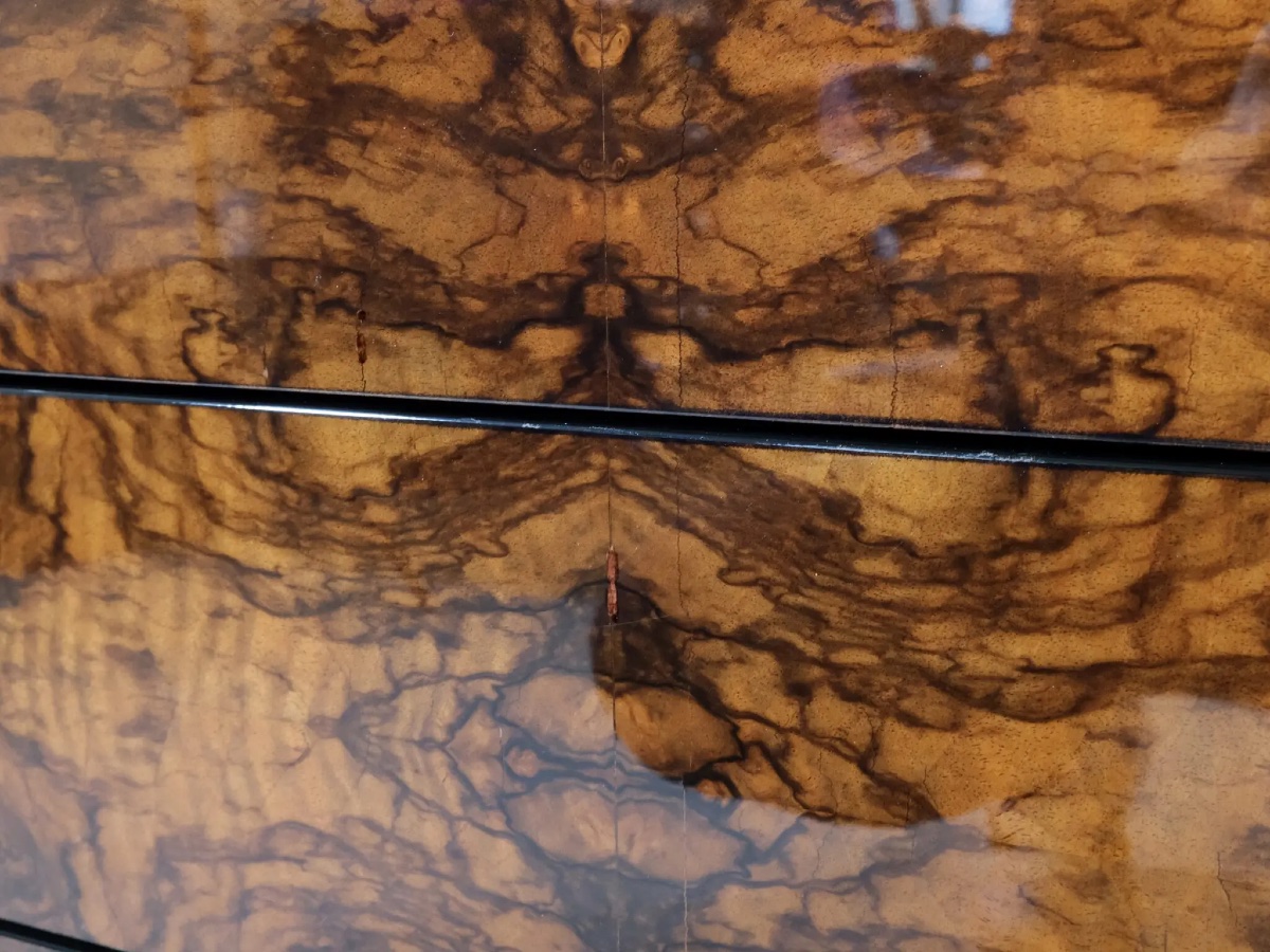 Commode Art Déco en noyer avec plateau en marbre-photo-1