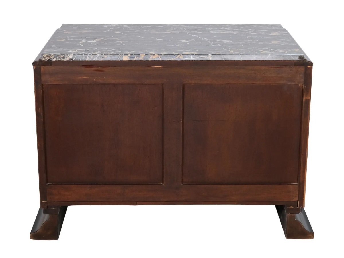 Commode Art Déco en noyer avec plateau en marbre-photo-5