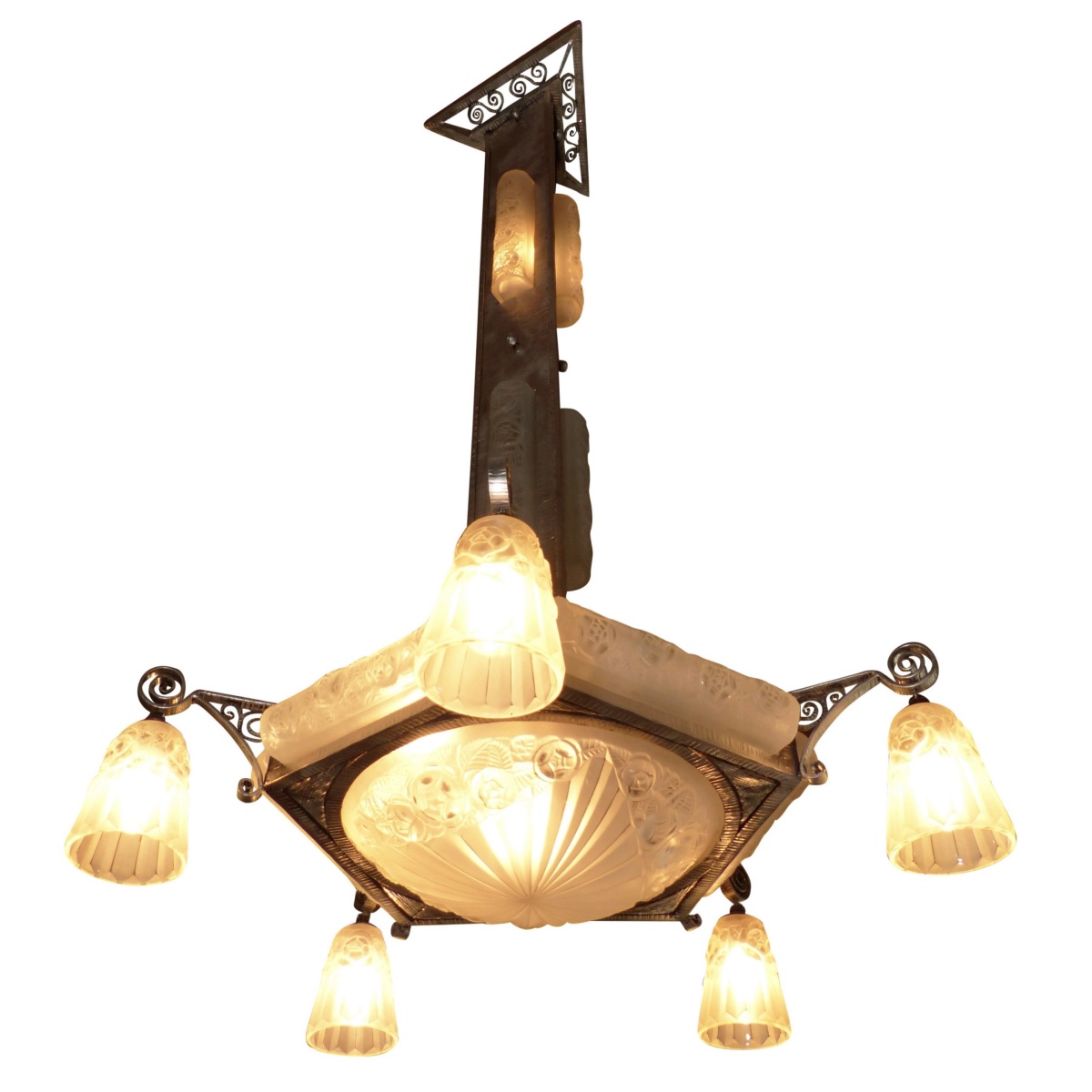 Grand plafonnier Art Déco « Degué »-photo-1