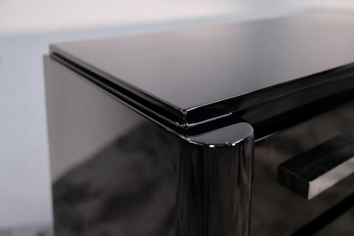 Art Deco High Gloss Black Lacquered Chest Of Drawers-photo-4