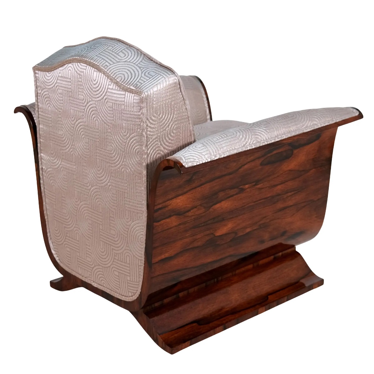 Élégant fauteuil Art Déco avec accoudoirs galbés, pièce unique-photo-2