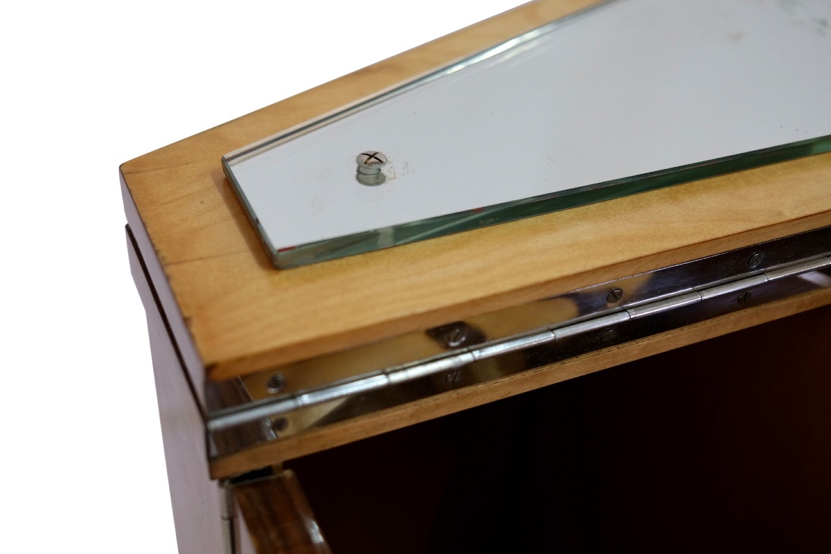 Petit meuble de bar hexagonal en noyer-photo-1