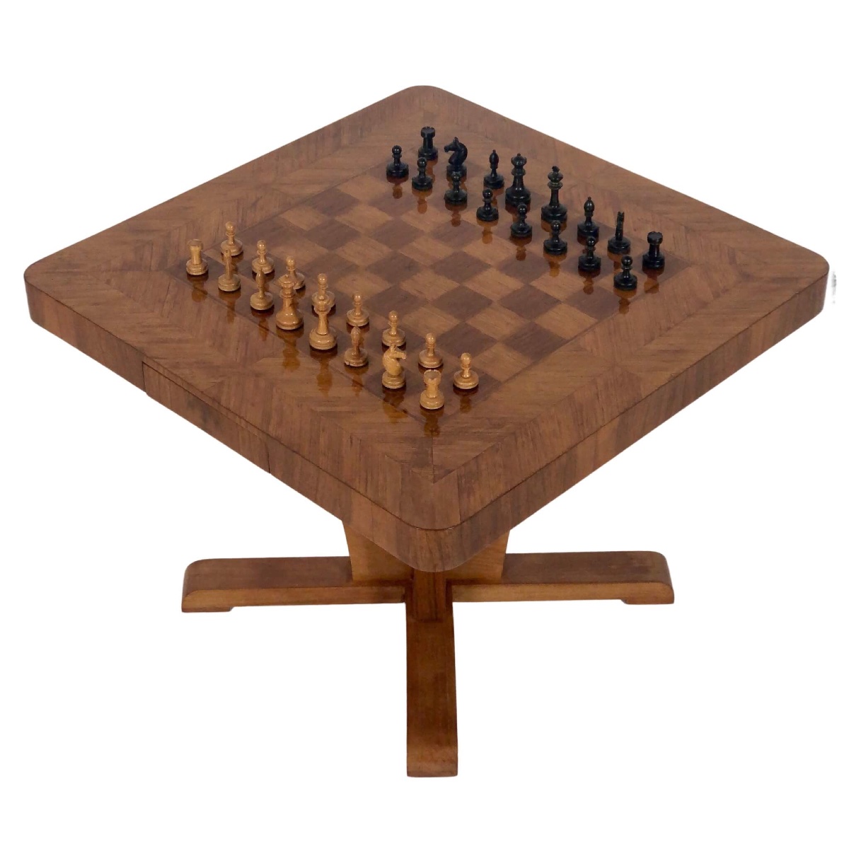 Table à jeux en marqueterie de paille dans le goût de Jean Michel Frank-photo-1