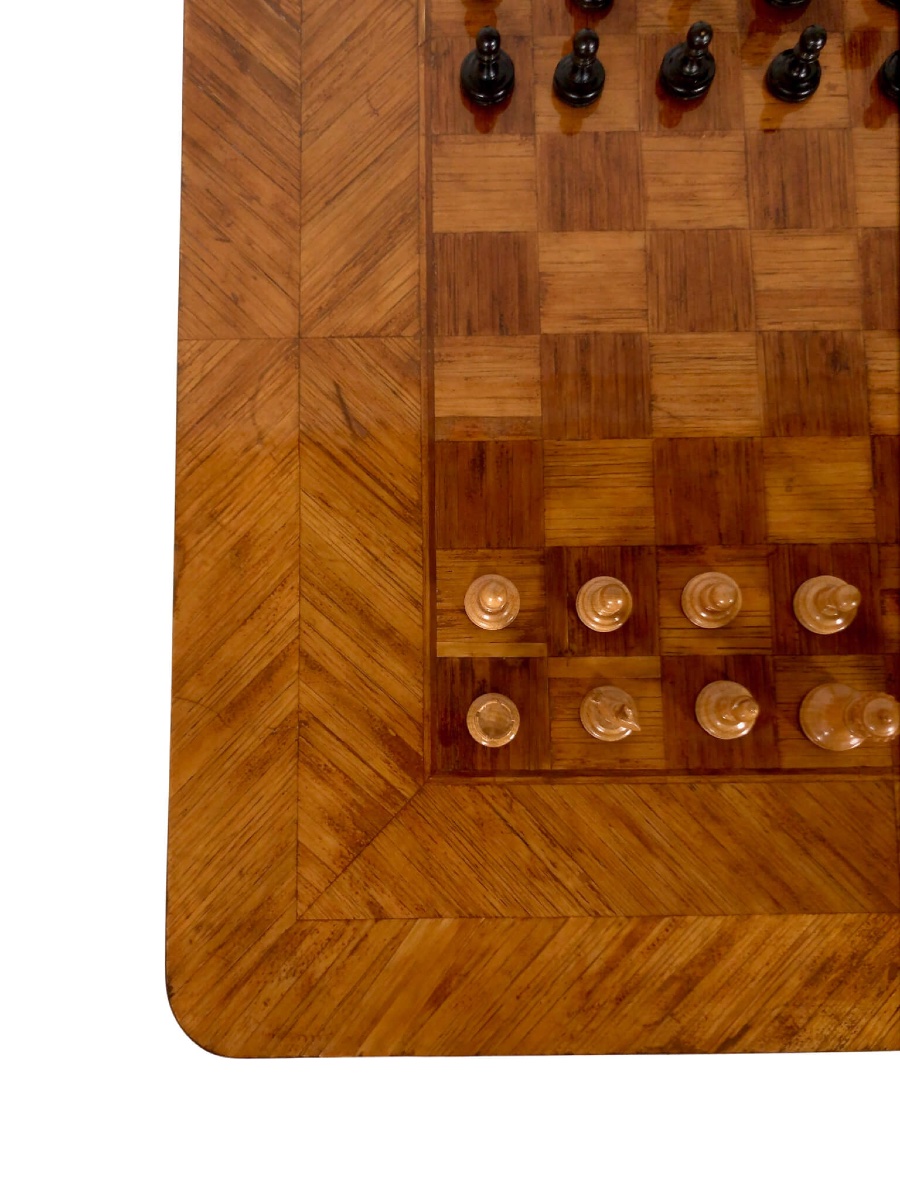 Table à jeux en marqueterie de paille dans le goût de Jean Michel Frank-photo-3