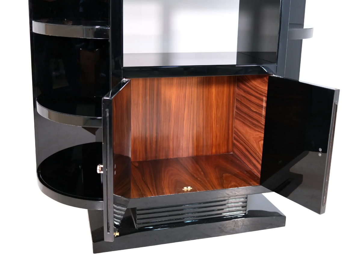 Black Lacquered Shelf With Walnut Fronts-photo-4