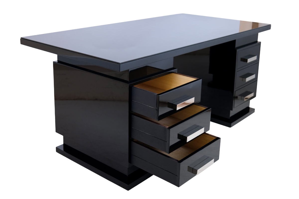 Modernist Desk In Black Lacquer-photo-1
