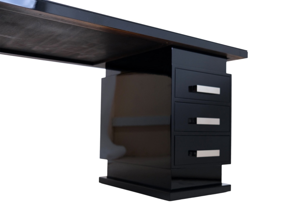 Modernist Desk In Black Lacquer-photo-3