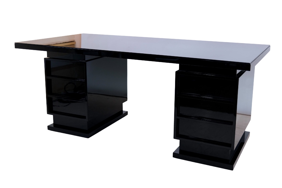 Modernist Desk In Black Lacquer-photo-5