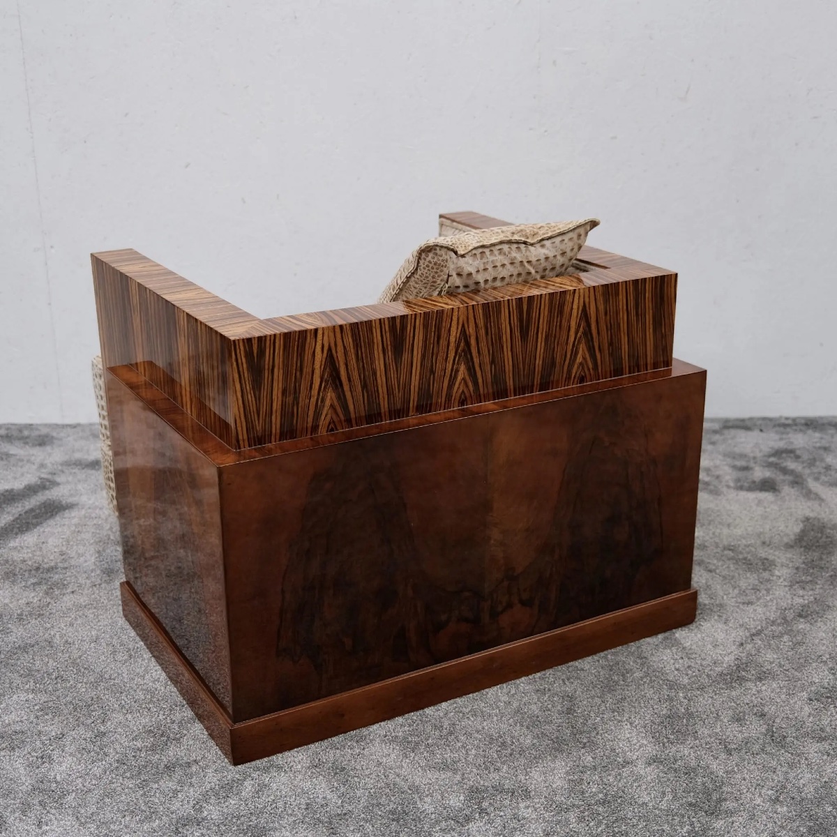 Pair Of French Art Deco Armchairs, Zebrano And Walnut, 1930s-photo-7