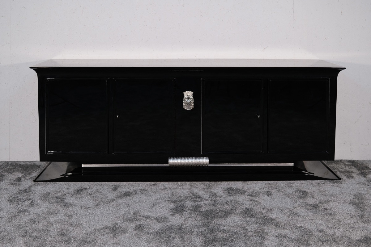 Art Deco Sideboard Adorned With An Emblem Representing A Stylized Woman's Head-photo-1