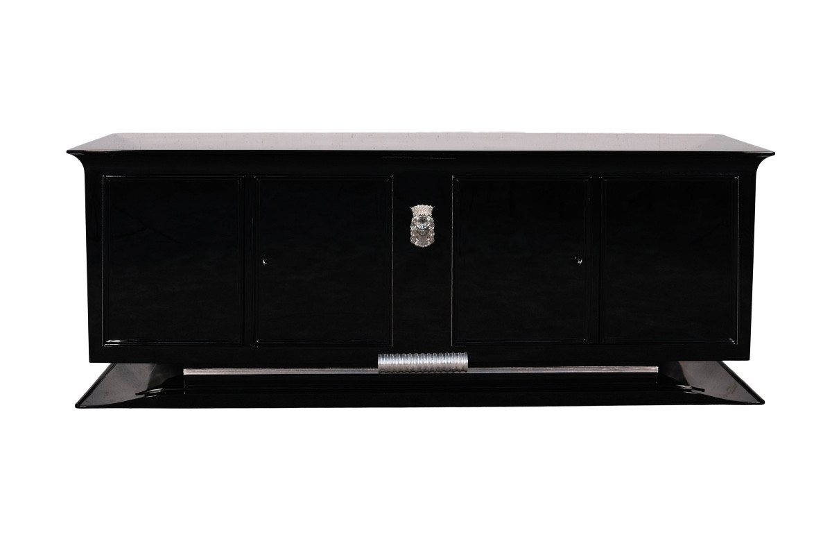Art Deco Sideboard Adorned With An Emblem Representing A Stylized Woman's Head