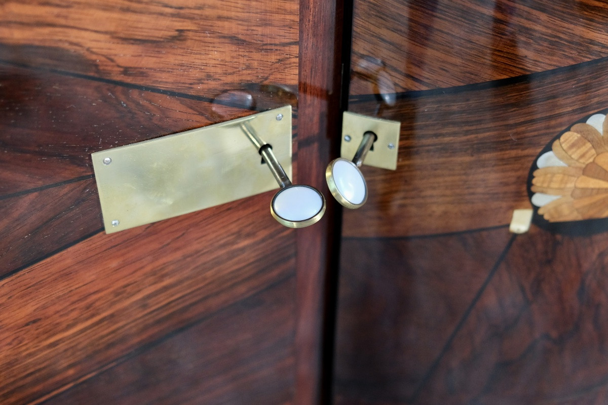 Buffet Art Déco avec incrustations, laque à la gomme-laque polie à la main-photo-4