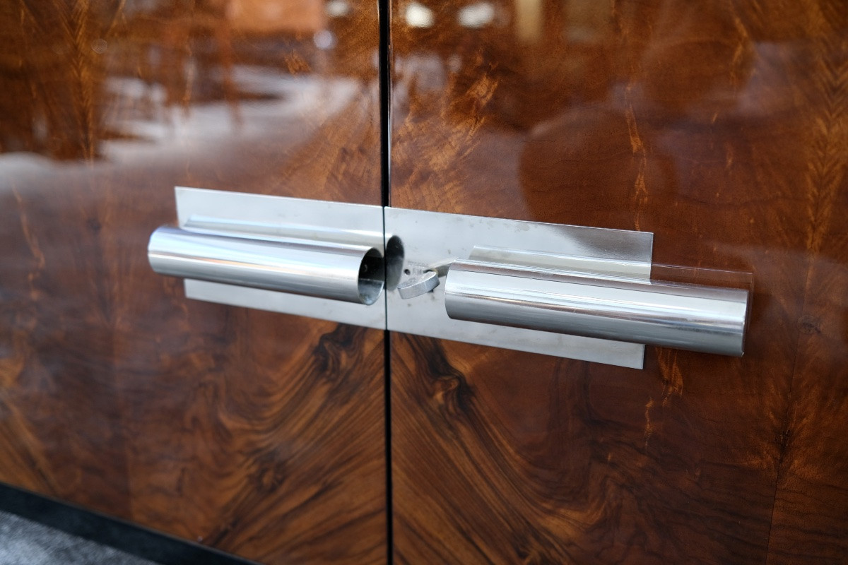 Small Sideboard With Open Shelf Compartment And Mirror, Nickel-plated Fittings-photo-4