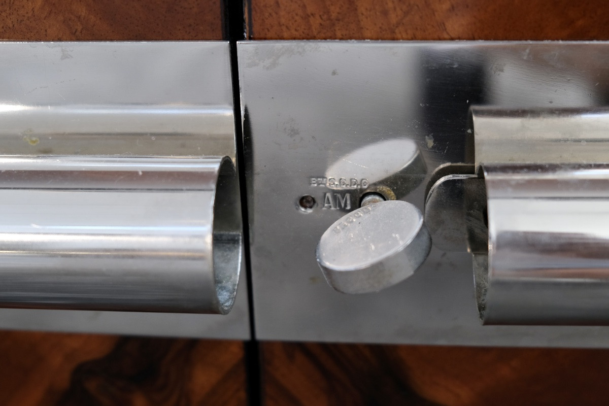 Small Sideboard With Open Shelf Compartment And Mirror, Nickel-plated Fittings-photo-5
