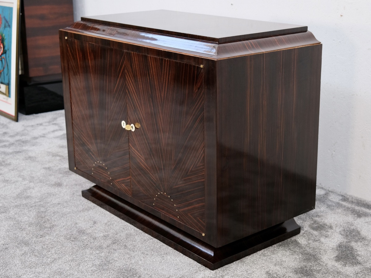 Art Deco Makassar Ebony 3-drawer Chest With Light Maple Interior. Hand-polished.-photo-7