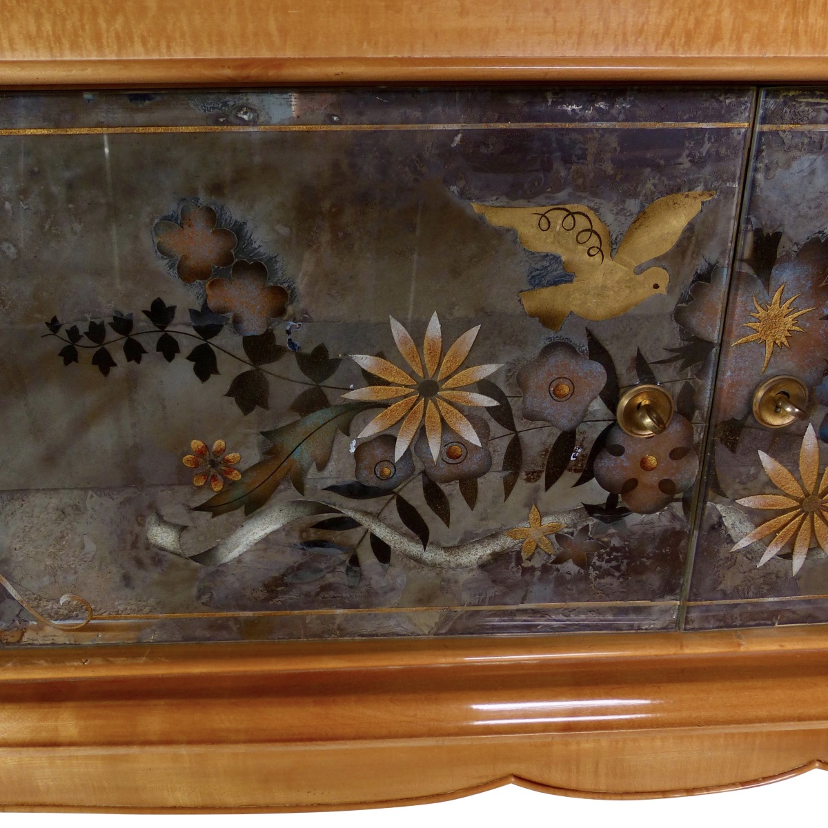 Grand buffet en érable avec miroir décoratif  France, années 1940-photo-2