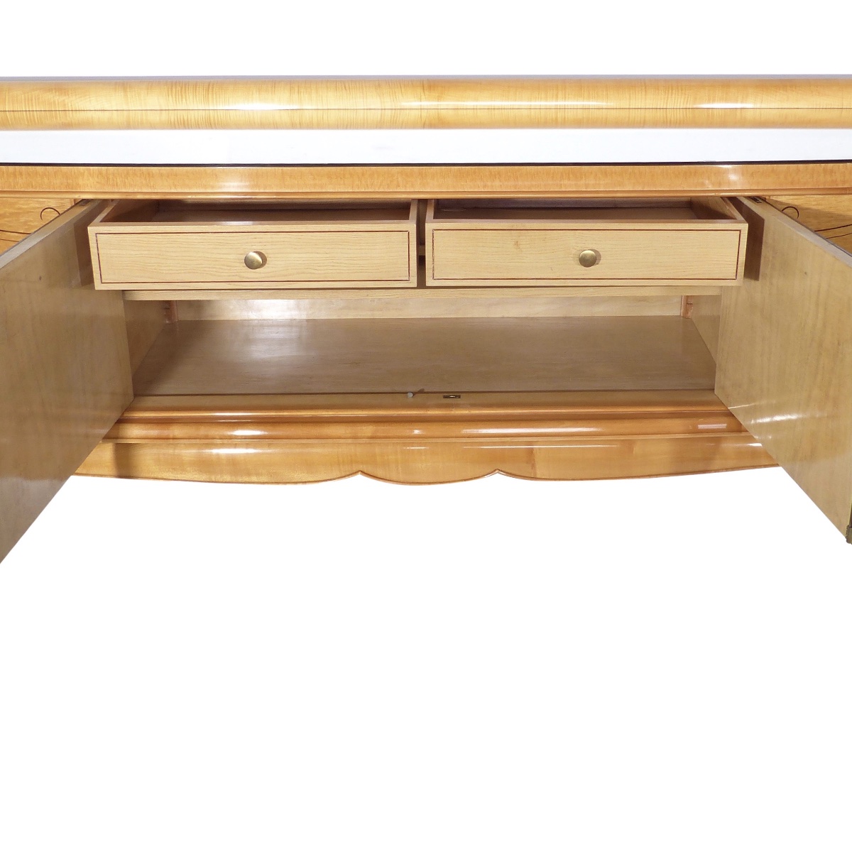 Grand buffet en érable avec miroir décoratif  France, années 1940-photo-3