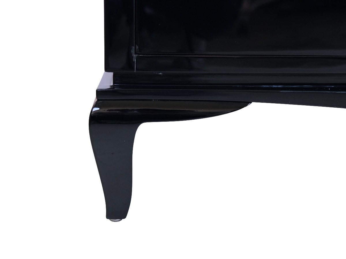 Buffet en laque noire brillante avec pieds élégamment incurvés-photo-2