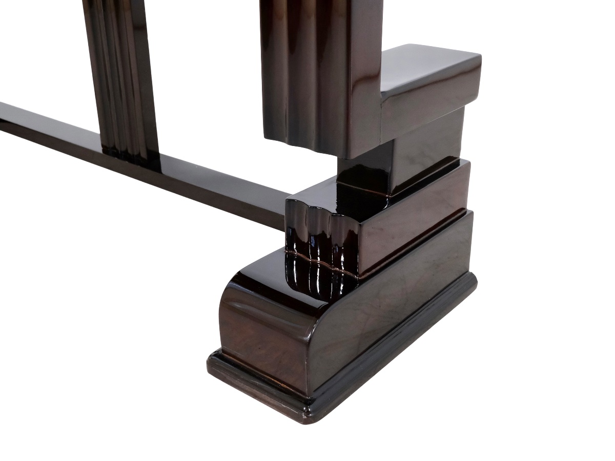 Mahogany Console, Original Art Deco High-gloss Lacquer, France, 1930s-photo-1