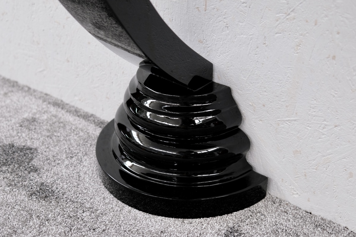 Semicircular Console High-gloss Black Lacquer Original Art Deco, France, 1930s-photo-2