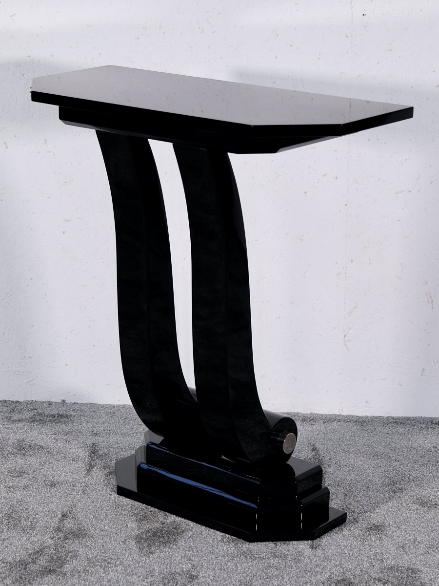 Petite console élégante Finition laquée noire haute brillance  Art déco-photo-2