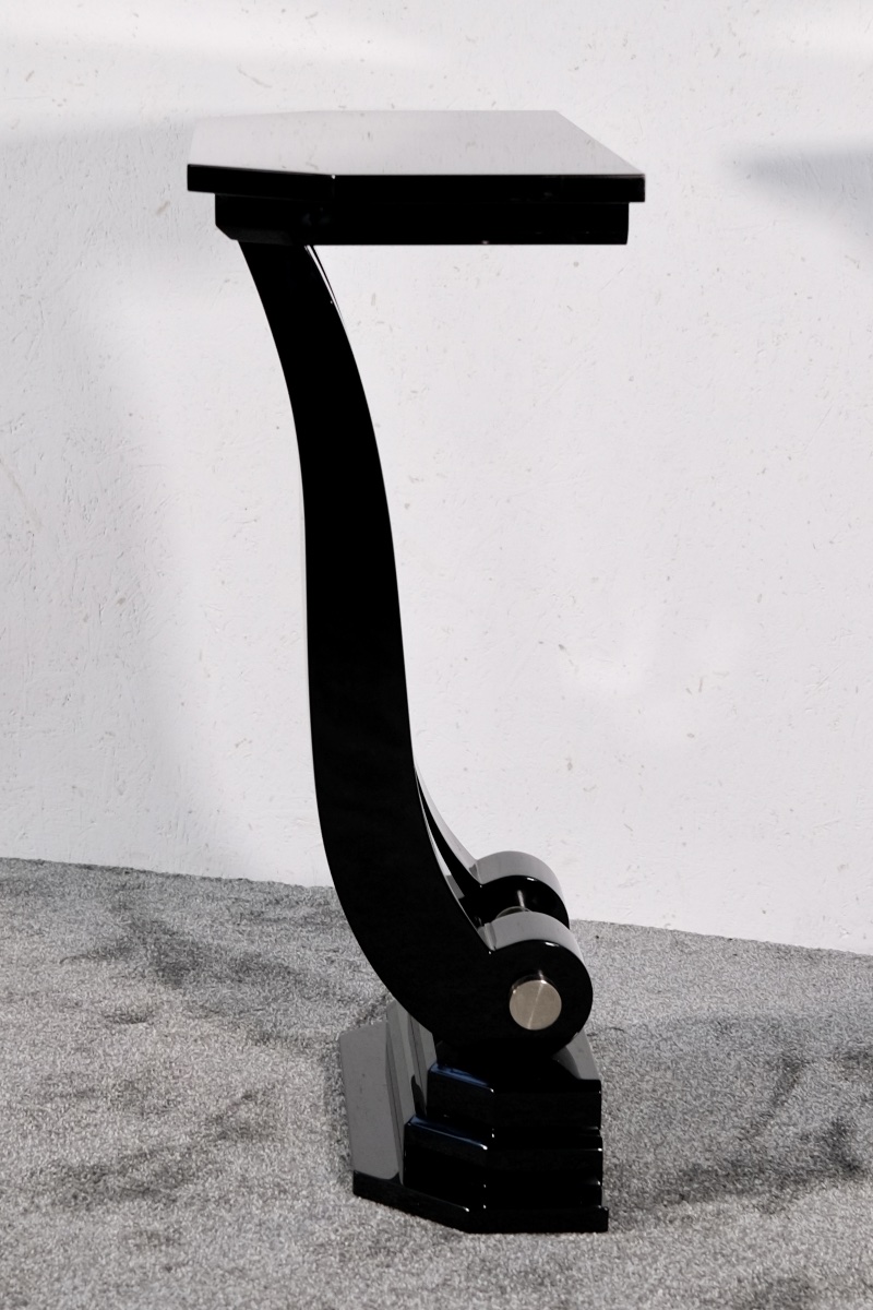Petite console élégante Finition laquée noire haute brillance  Art déco-photo-3