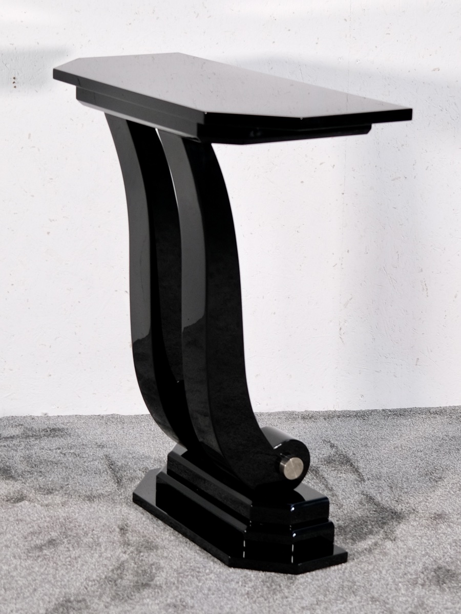 Petite console élégante Finition laquée noire haute brillance  Art déco-photo-4