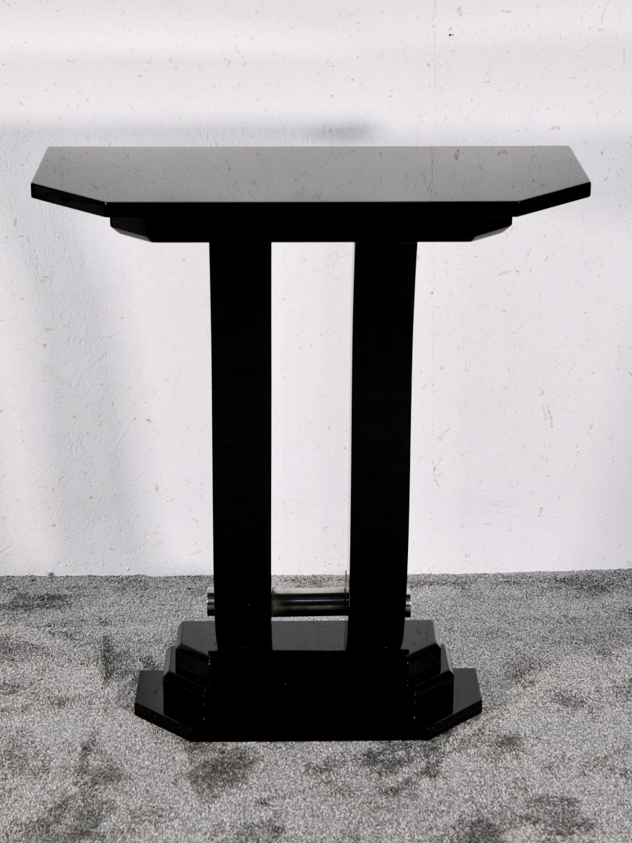 Petite console élégante Finition laquée noire haute brillance  Art déco-photo-3