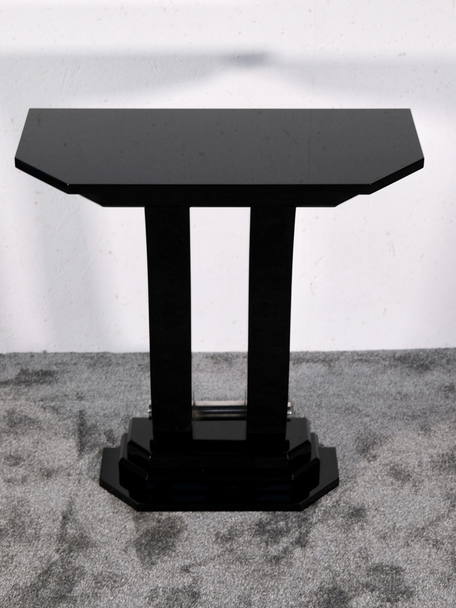Petite console élégante Finition laquée noire haute brillance  Art déco-photo-4