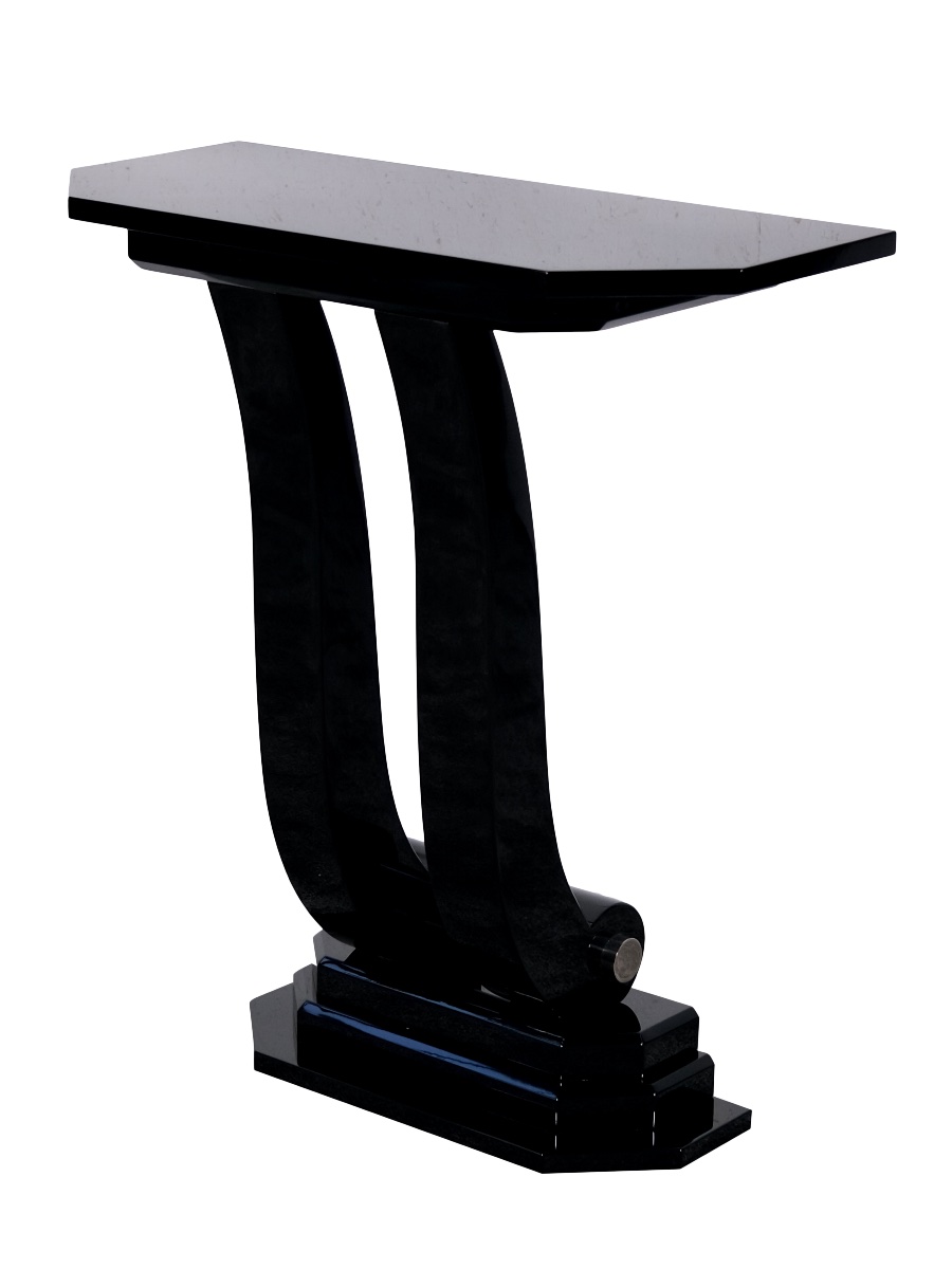 Petite console élégante Finition laquée noire haute brillance  Art déco