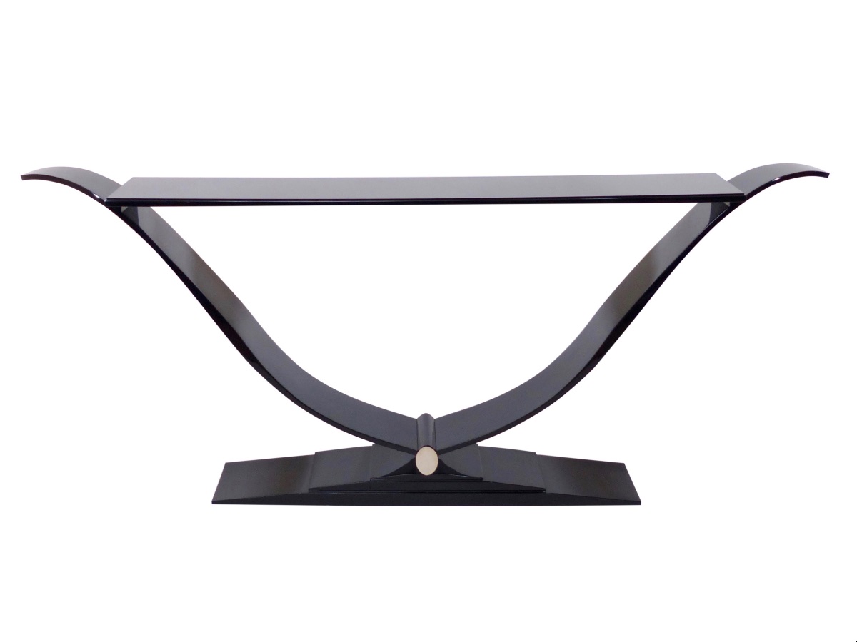 Elegant Style Art Deco Console High-gloss Black Lacquer