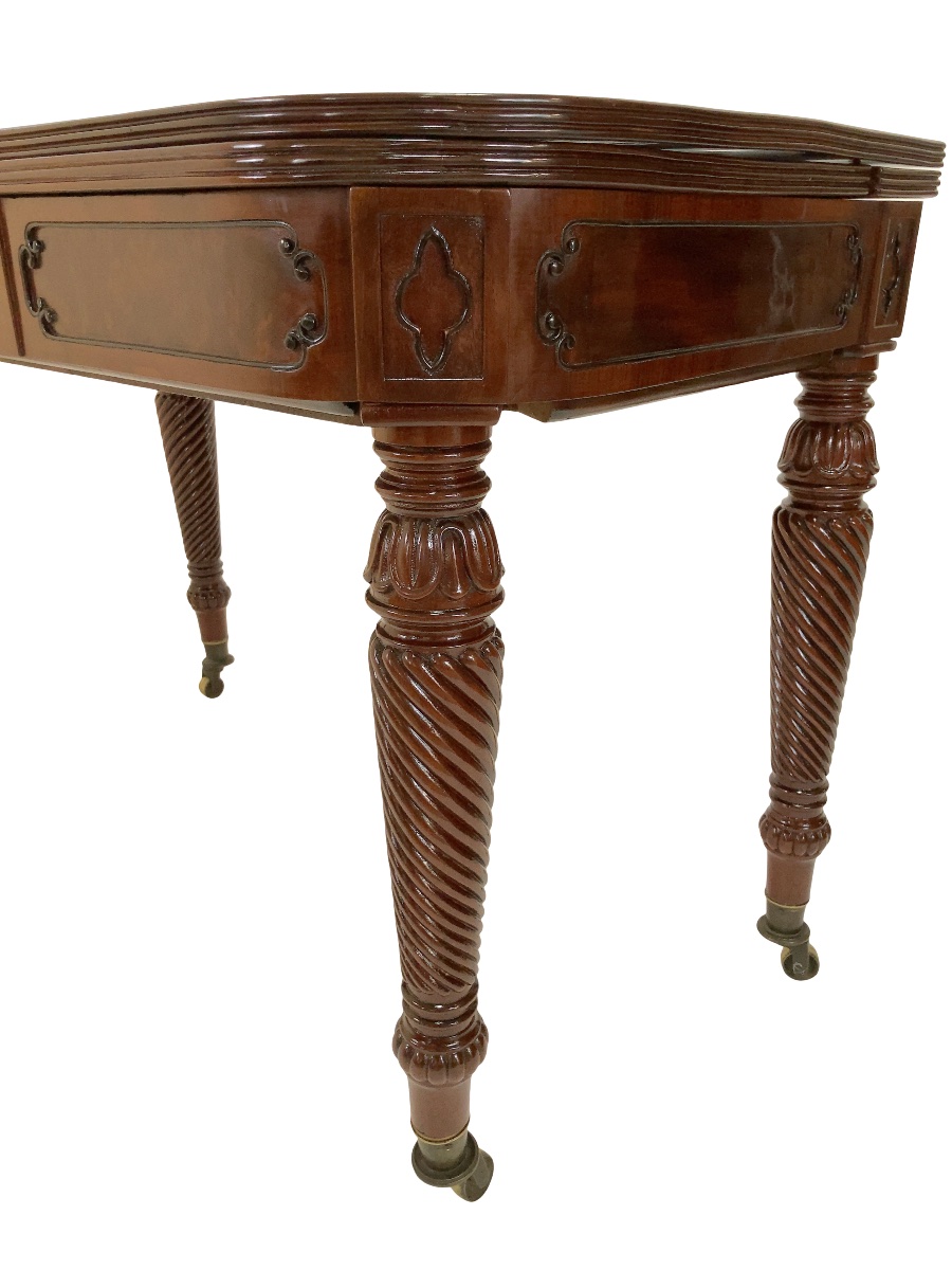 Regency-style Extensible Table, Hand-polished Shellac-photo-4