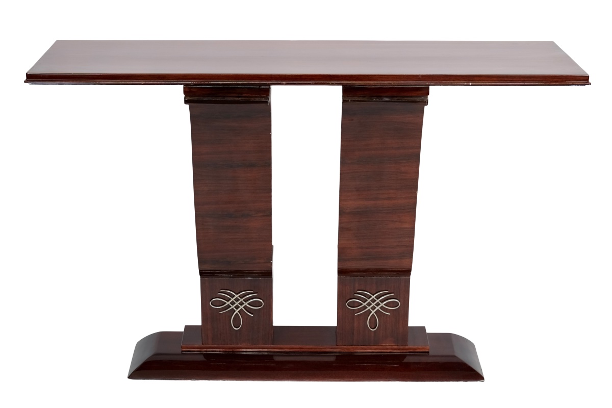 Console à plateau en verre Saint-Gobain  France, vers 1930  Montures en fer