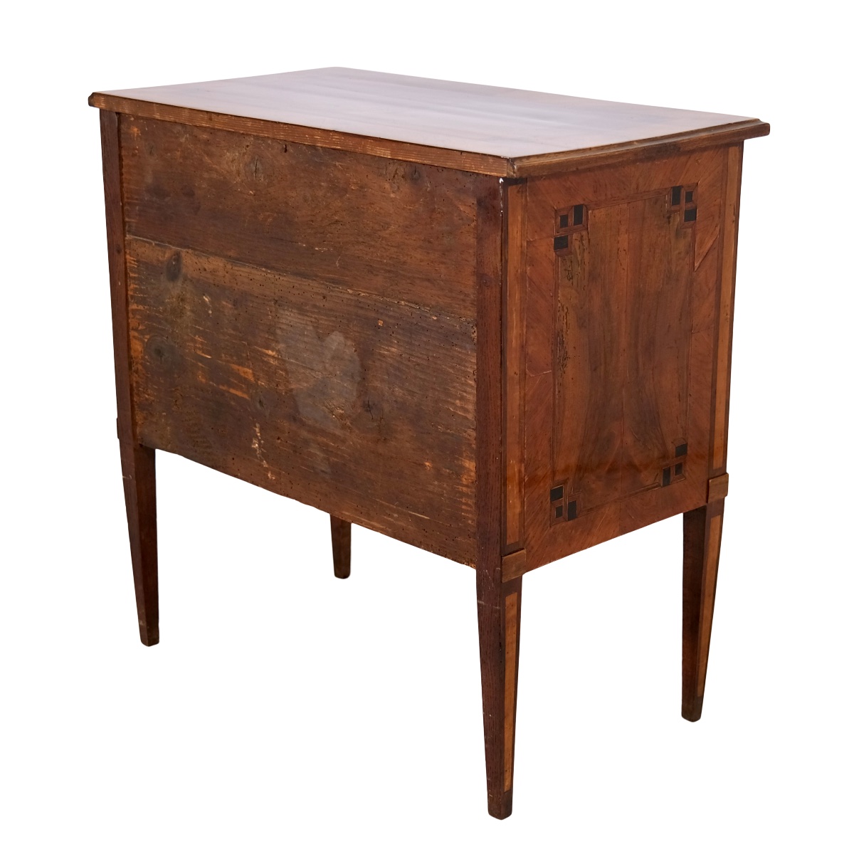 Commode Louis XVI à deux tiroirs, en noyer, vernis au tampon appliqué à la main.-photo-7