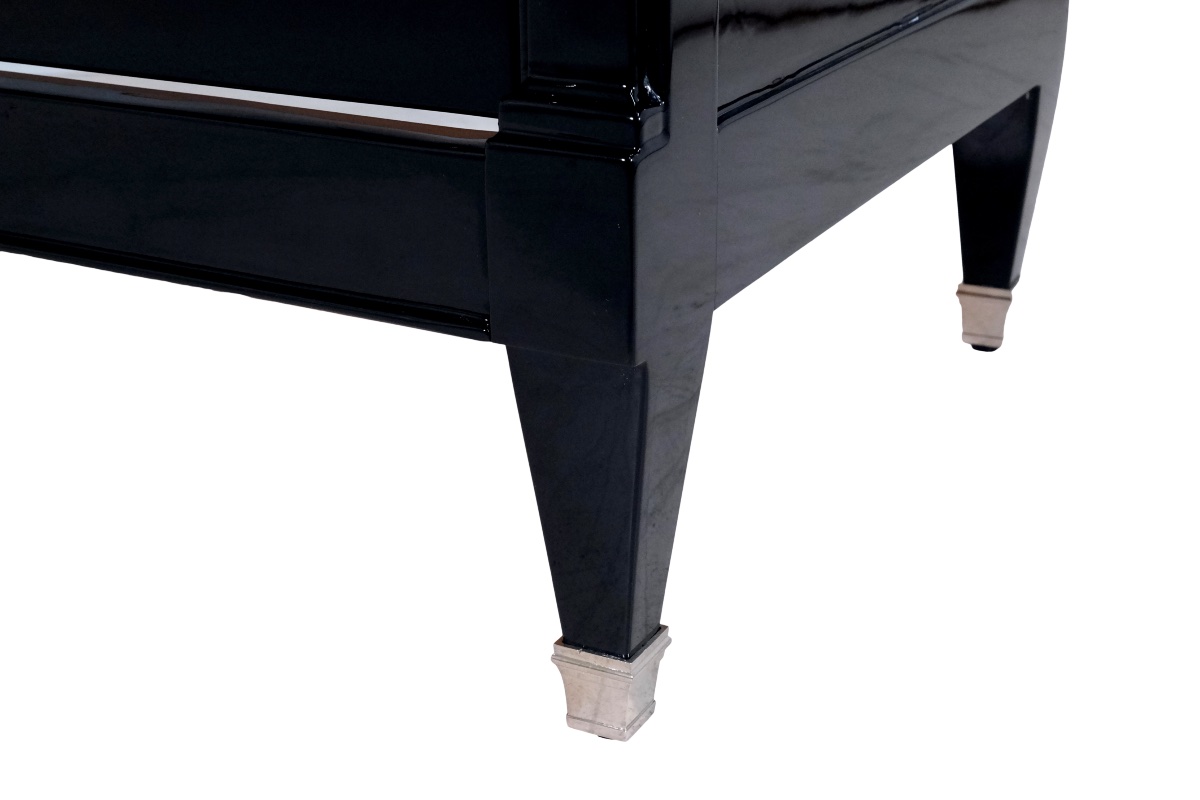 Chest Of Drawers With A Glossy Black Finish, Original Art Deco, France, 1930s-photo-1